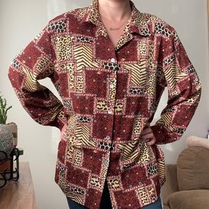 Animal Print Button Down Cheetah Blouse VINTAGE
